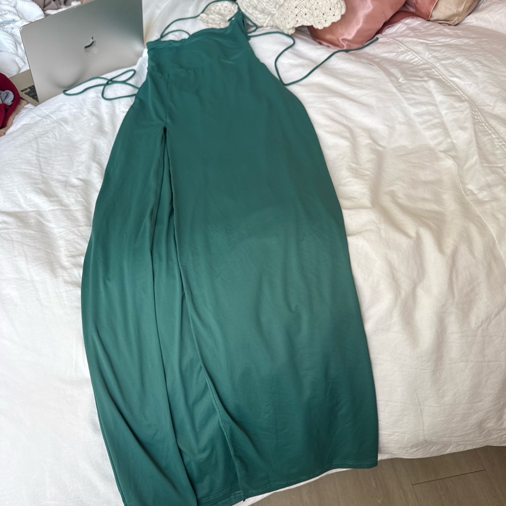 Source Unknown Teal Green Backless Slip Dress